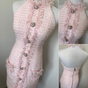 Pink Tweed Halter Top Dress